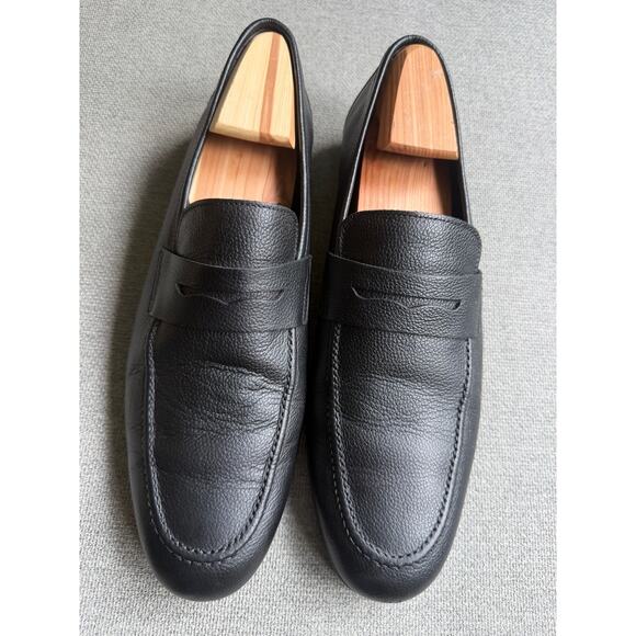 TO BOOT NEW YORK  Deville Black Pebbled Penny Loafers Leather Men\'s 10 Preppy main image 5